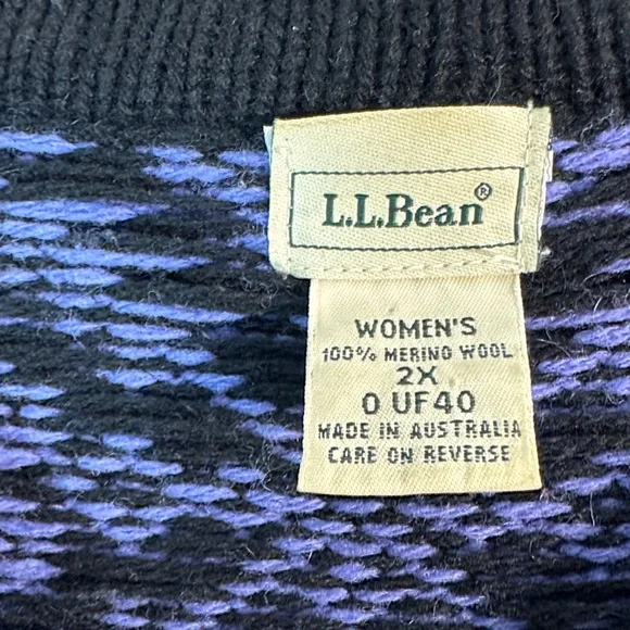 Vintage L. L. Bean Purple and Black Knit Cardigan 100% merino wool - Picture 7 of 11